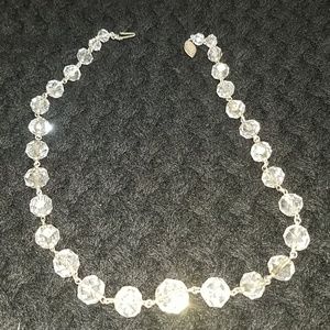 Antique clear cut glass graduated bead necklace